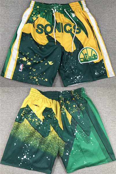 Men%27s Oklahoma City Thunder Green SuperSonics Shorts (Run Smaller)->nba shorts->NBA Jersey